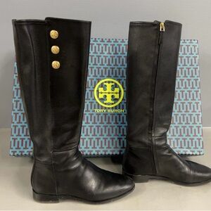 Tory Burch Naomi Black Leather Boots Classic SZ 7.5